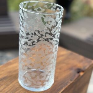 Leopard Etched Tall Round Glass Vase